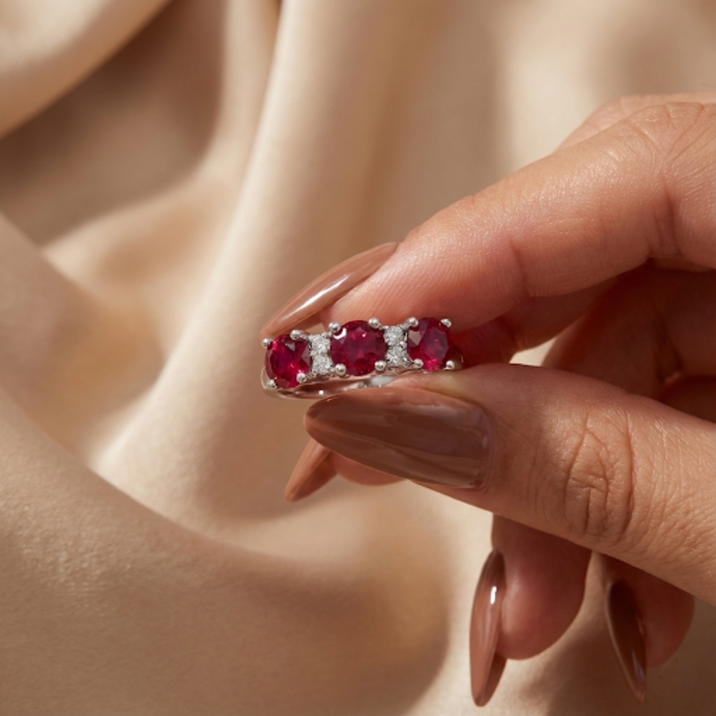 Ruby Three Stone Ring