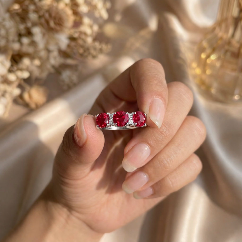Ruby Three Stone Ring