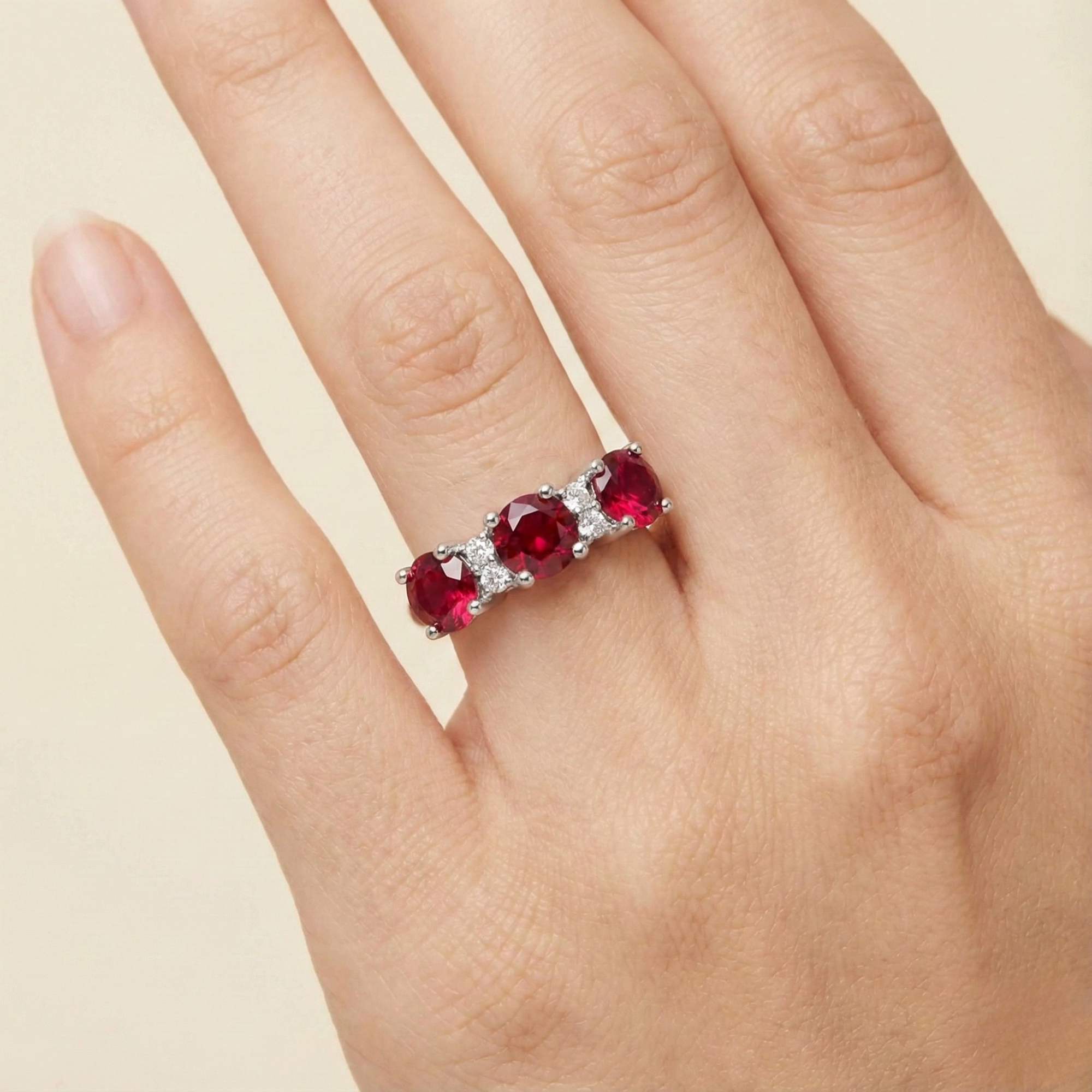 Ruby Three Stone Ring