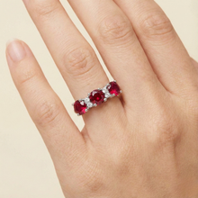Load image into Gallery viewer, Ruby Three Stone Ring