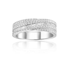 Load image into Gallery viewer, Plaited Baguette White Topaz Sterling Silver Ring, $ 50 - 100, White Topaz, White, Baguette, 925 Sterling Silver, 5, 6, 7, 8, Eternity