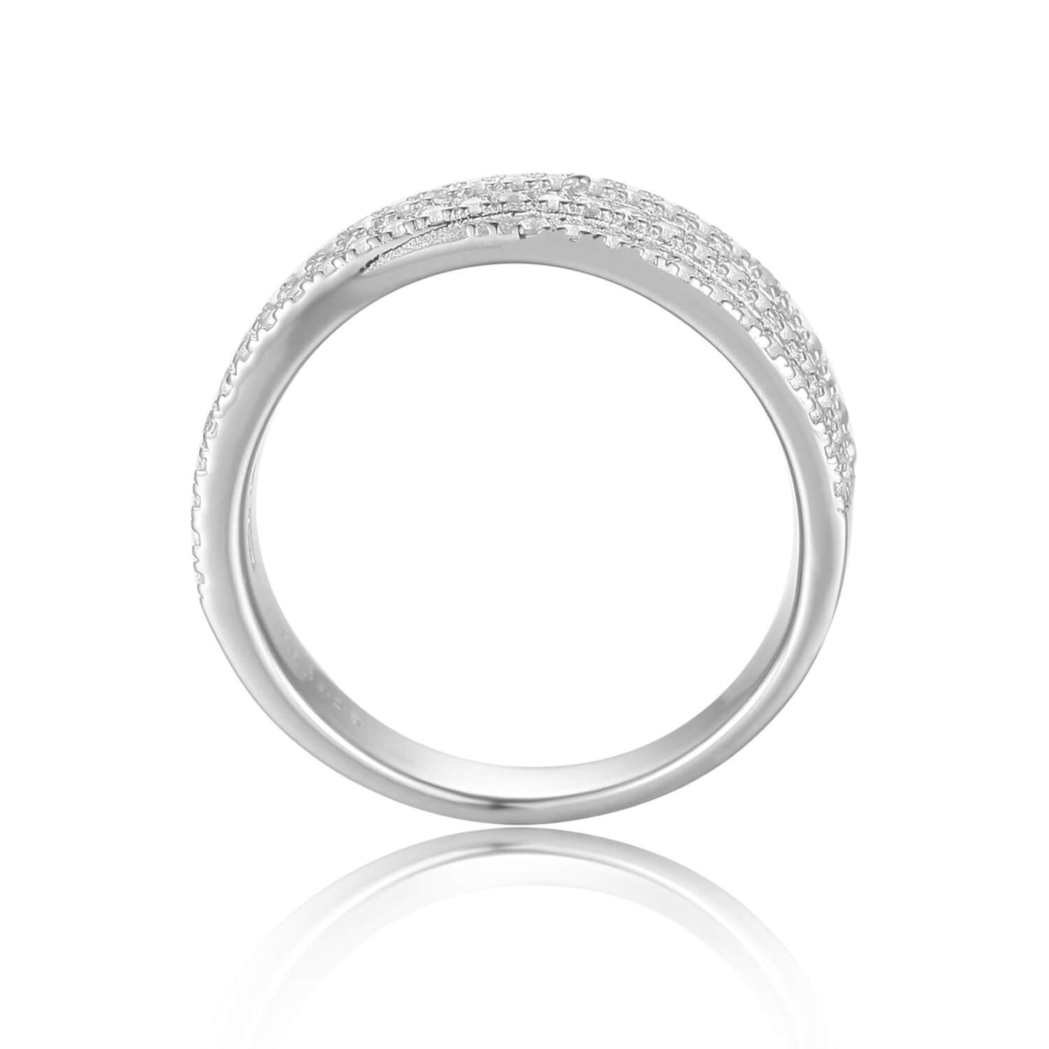 Plaited Baguette White Topaz Sterling Silver Ring, $ 50 - 100, White Topaz, White, Baguette, 925 Sterling Silver, 5, 6, 7, 8, Eternity