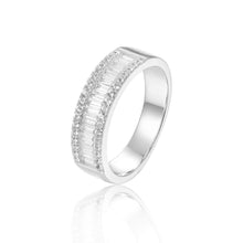 Load image into Gallery viewer, Sleek Baguette White Topaz Sterling Silver Ring, $ 50 - 100, White Topaz, White, Baguette, 925 Sterling Silver, 5, 6, 7, 8, Eternity
