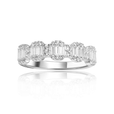 Solid Baguette White Topaz Sterling Silver Ring
