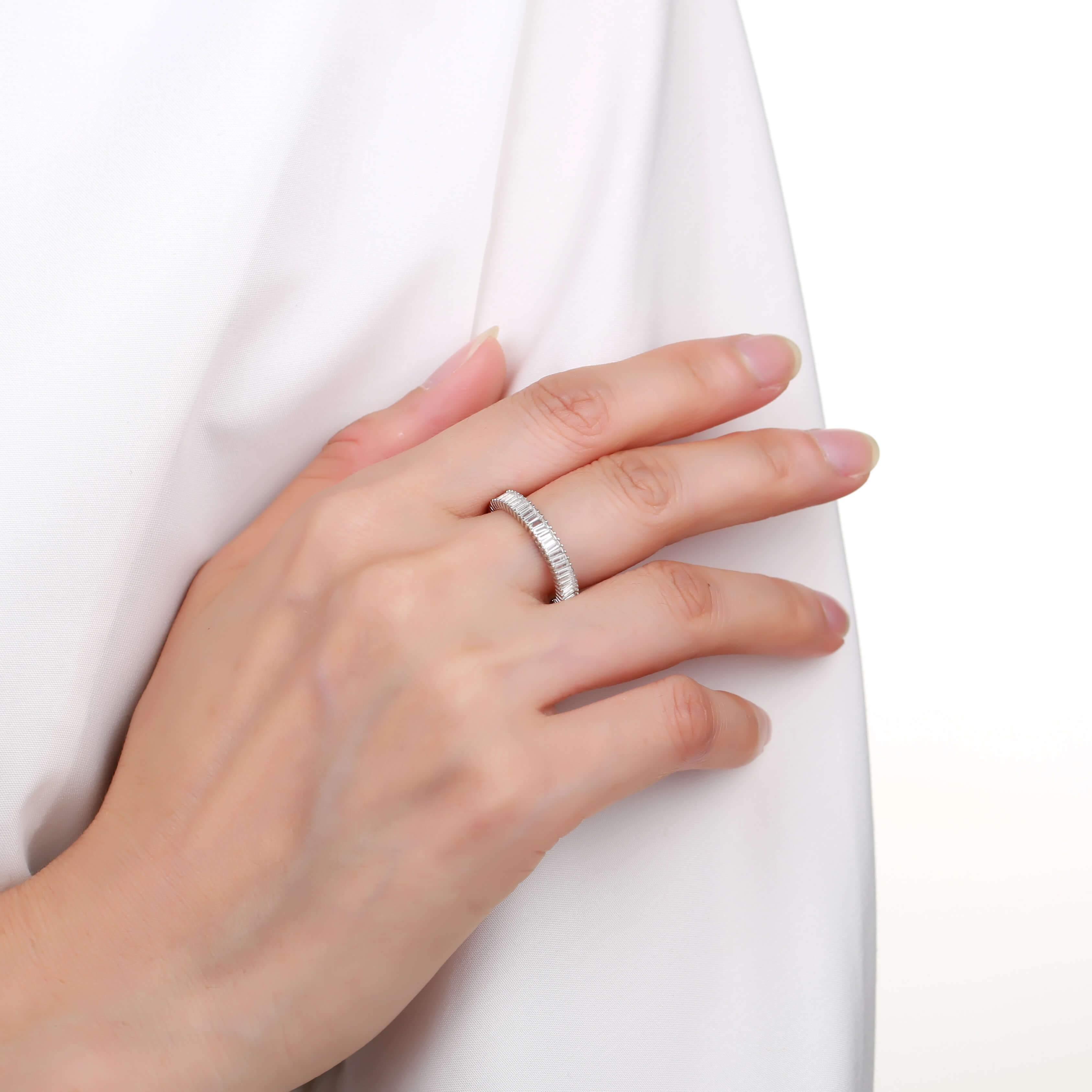 Classic Baguette White Topaz Sterling Silver Ring