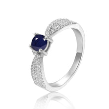 Load image into Gallery viewer, Genuine Sapphire Engagement Ring in Round Shaped with White Sapphire