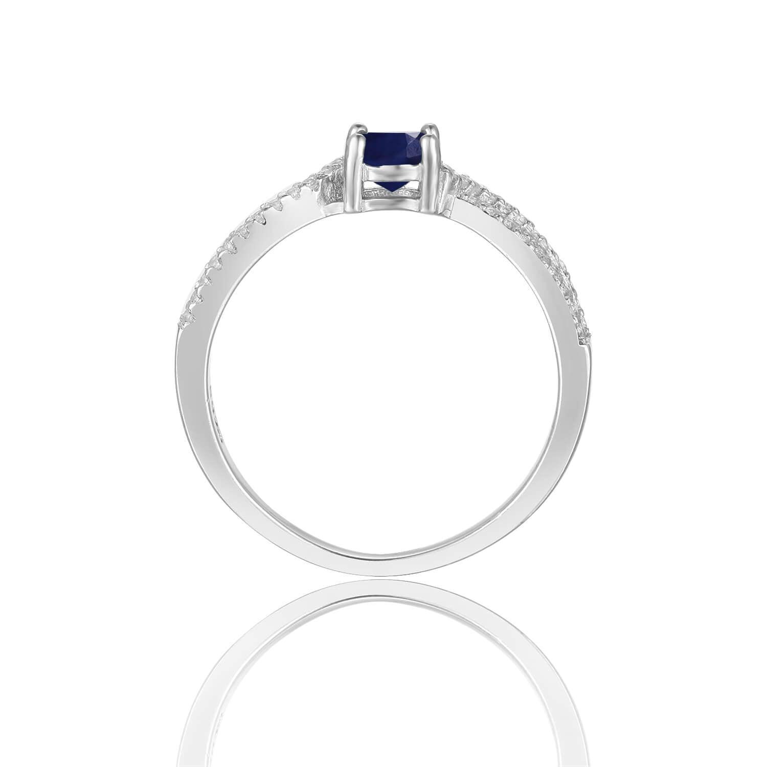 Genuine Sapphire Engagement Ring in Round Shaped with White Sapphire