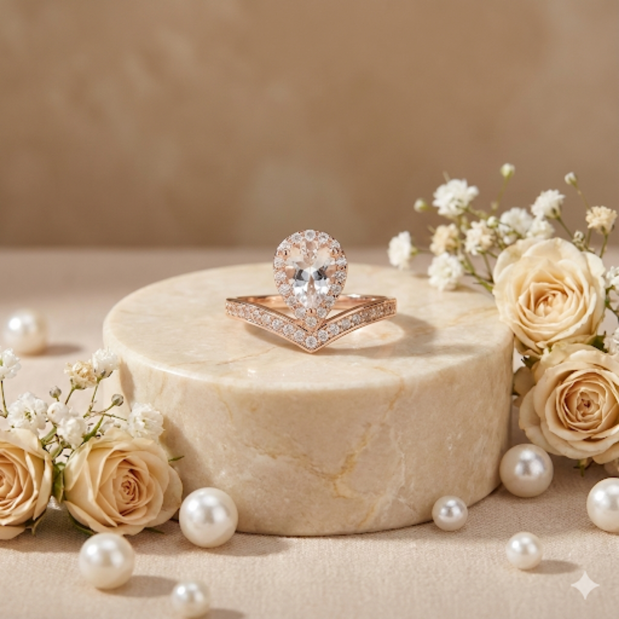 White Topaz Teardrop Ring