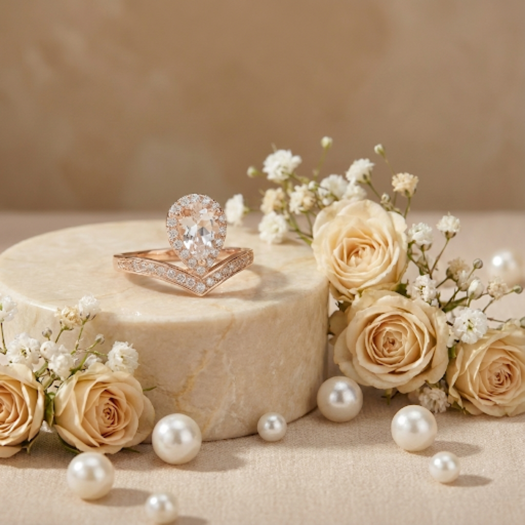 White Topaz Teardrop Ring