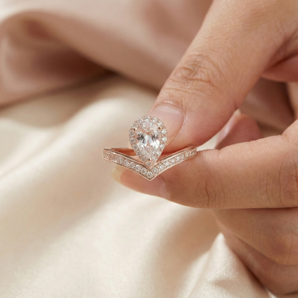 White Topaz Teardrop Ring