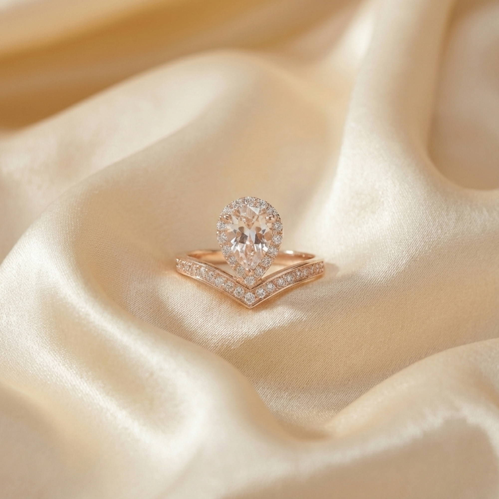 White Topaz Teardrop Ring