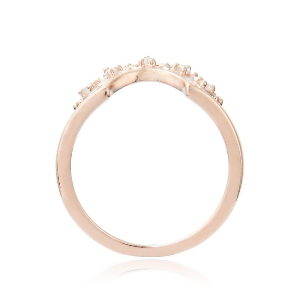 Crown Rose Gold Plated Sterling Silver Ring with White Sapphire