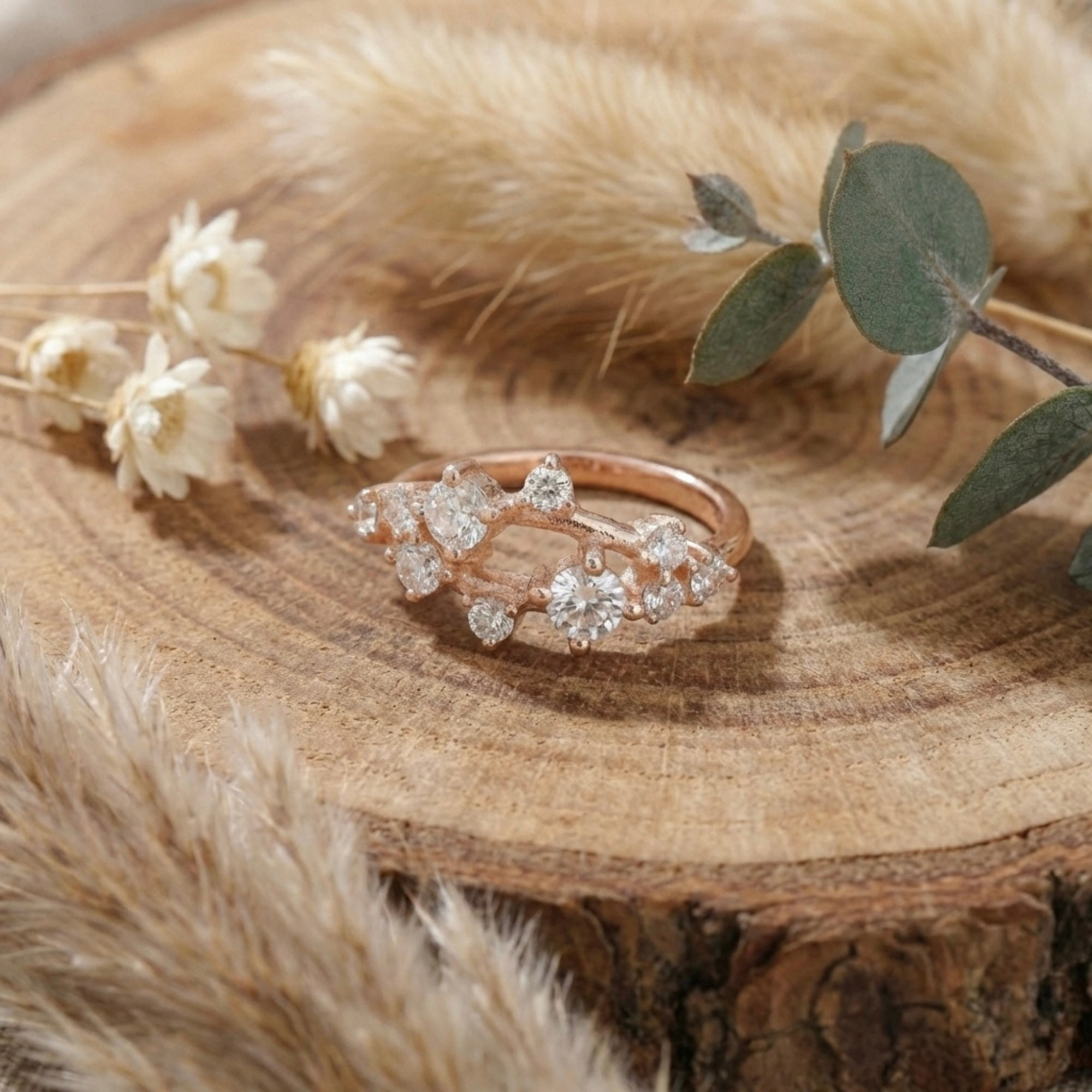 White Sapphire Cluster Ring