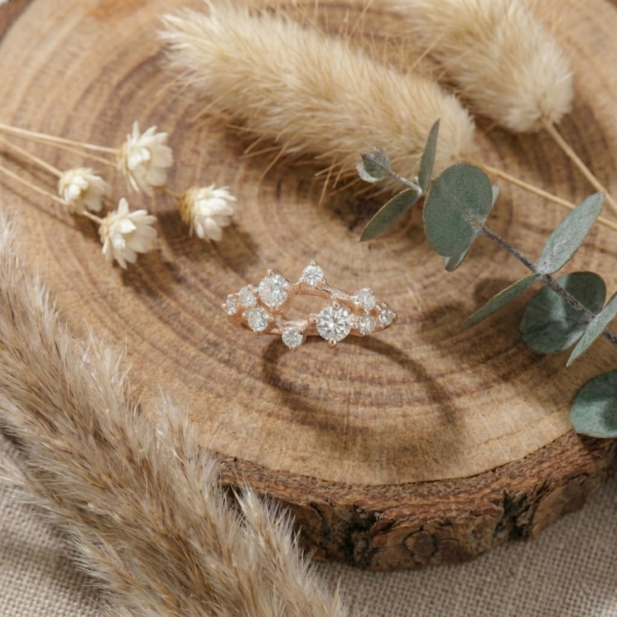 White Sapphire Cluster Ring