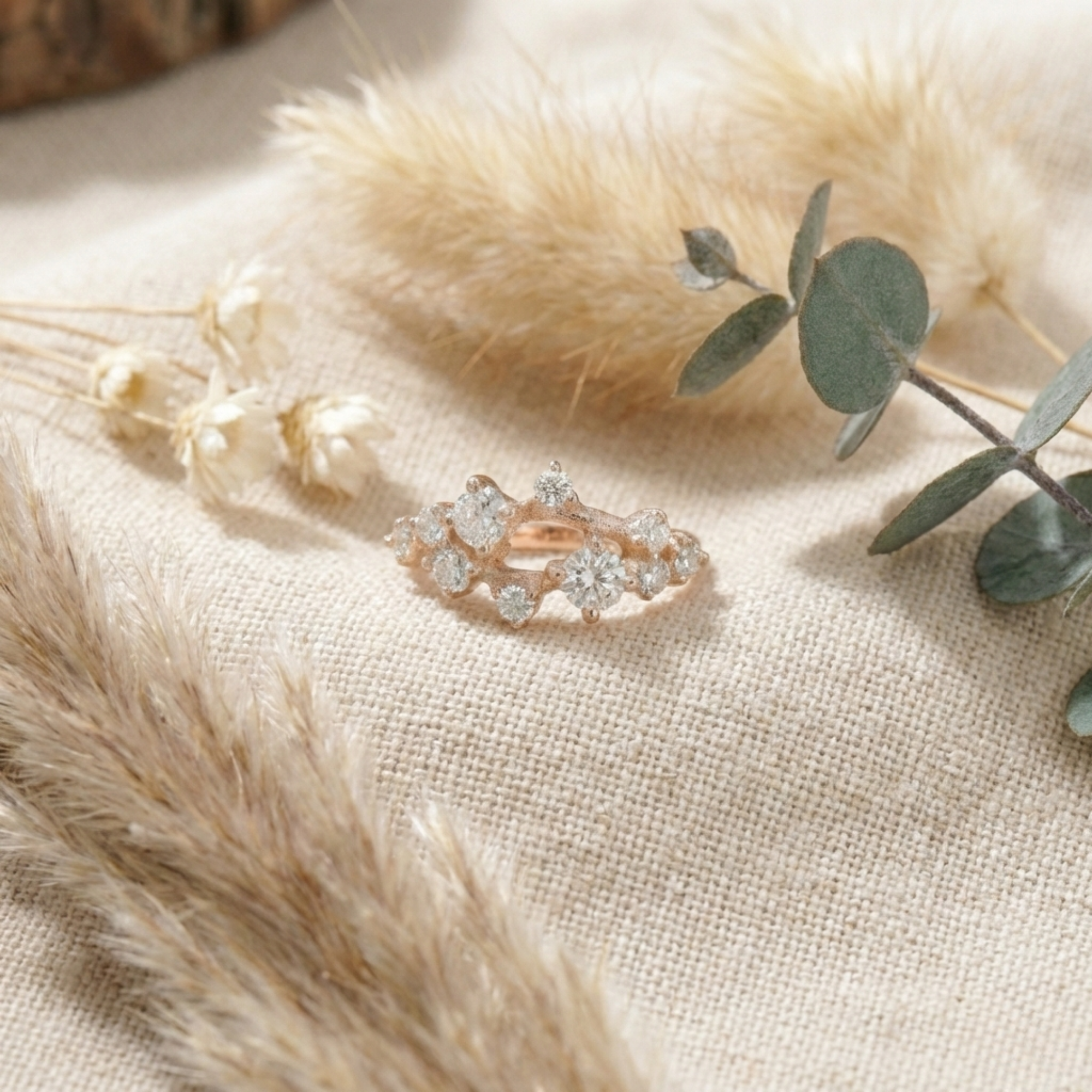 White Sapphire Cluster Ring