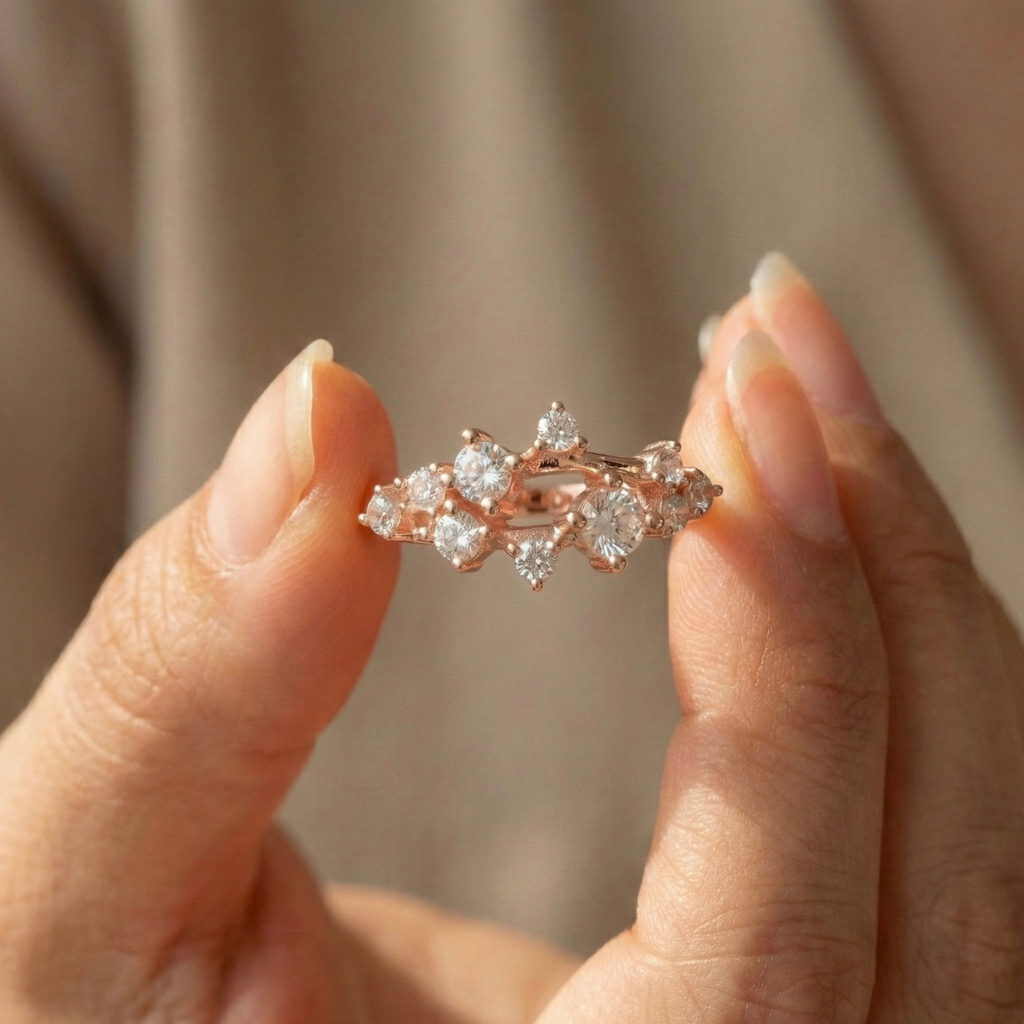 White Sapphire Cluster Ring