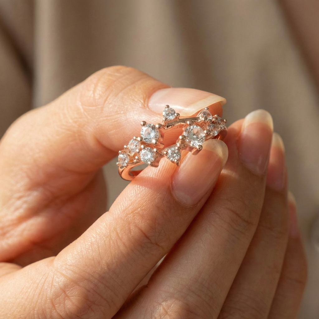 White Sapphire Cluster Ring