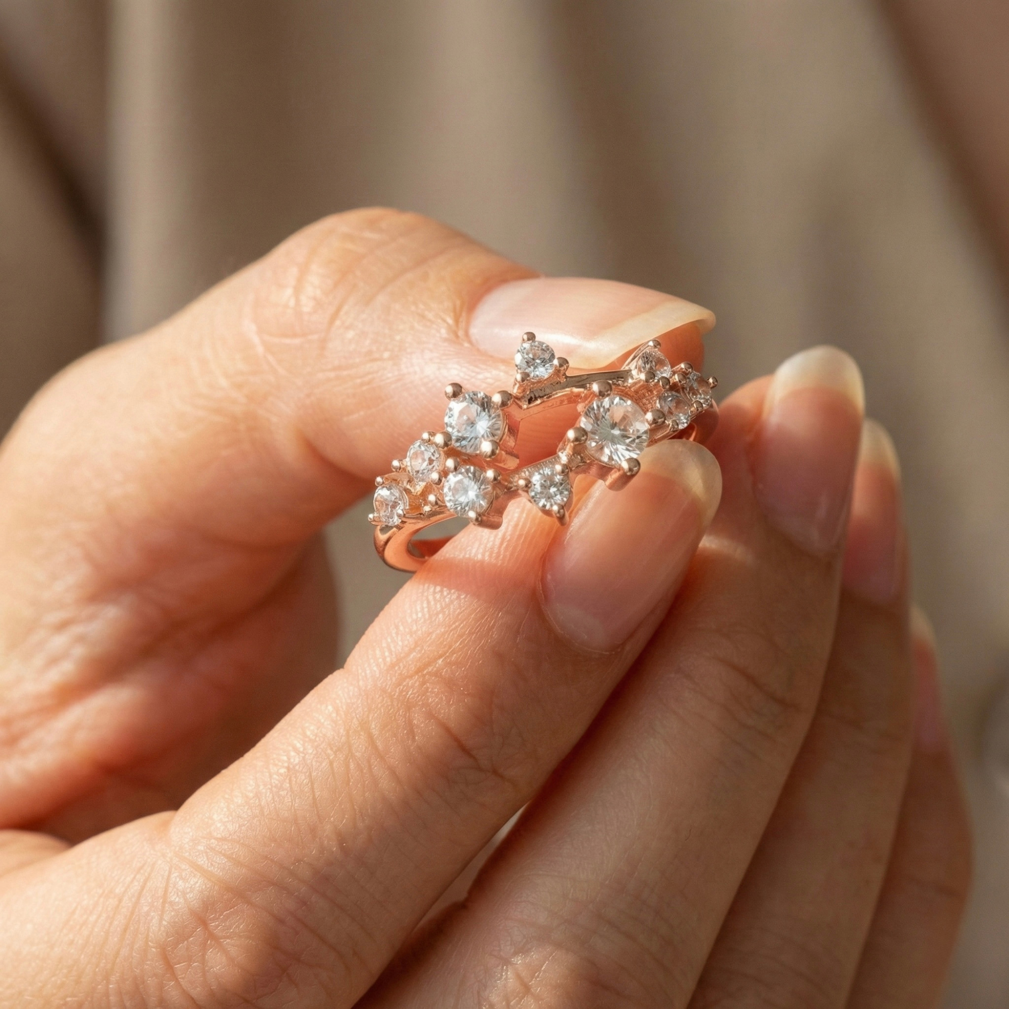 White Sapphire Cluster Ring