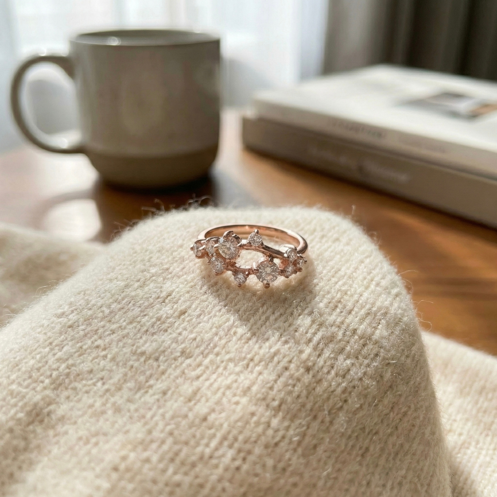 White Sapphire Cluster Ring