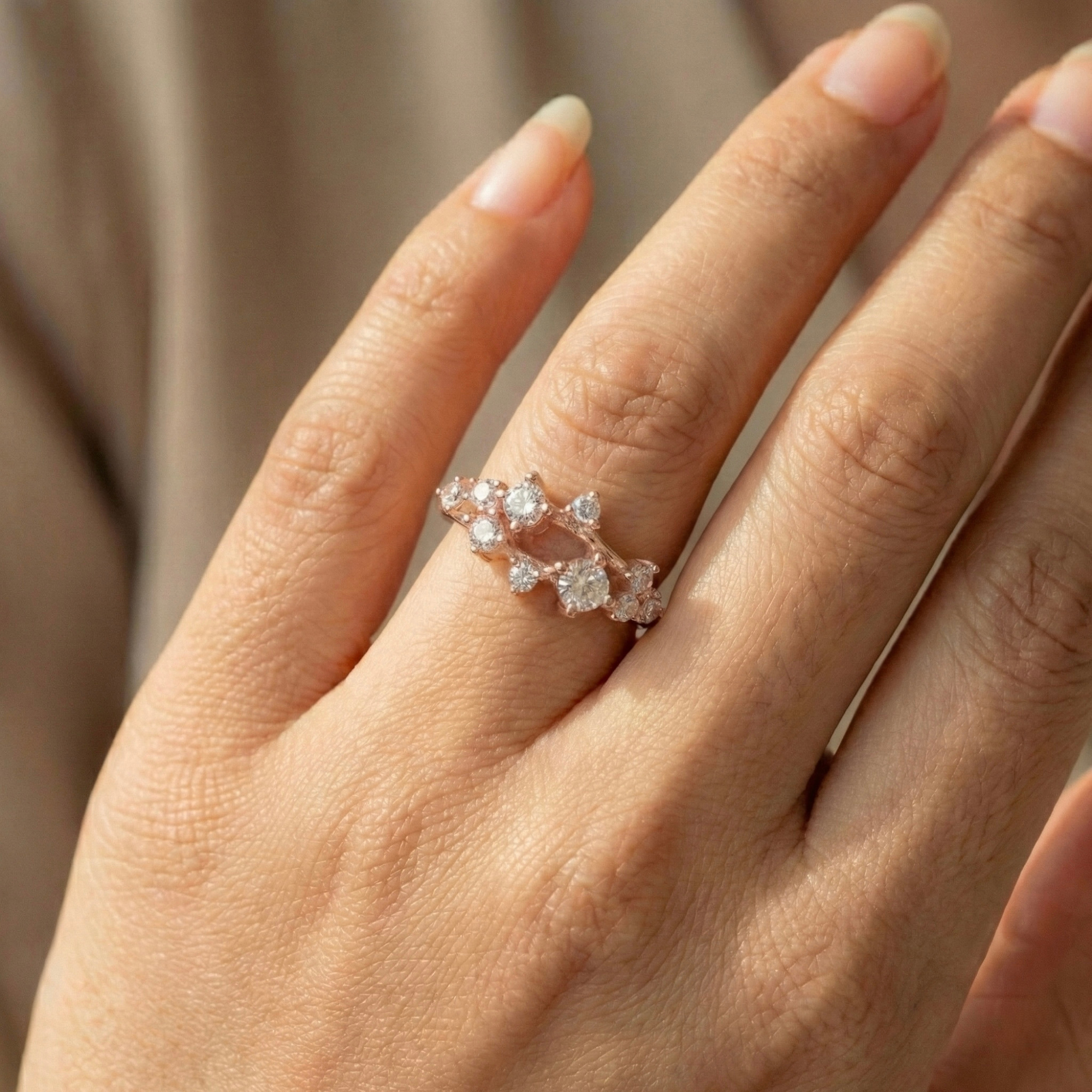 White Sapphire Cluster Ring