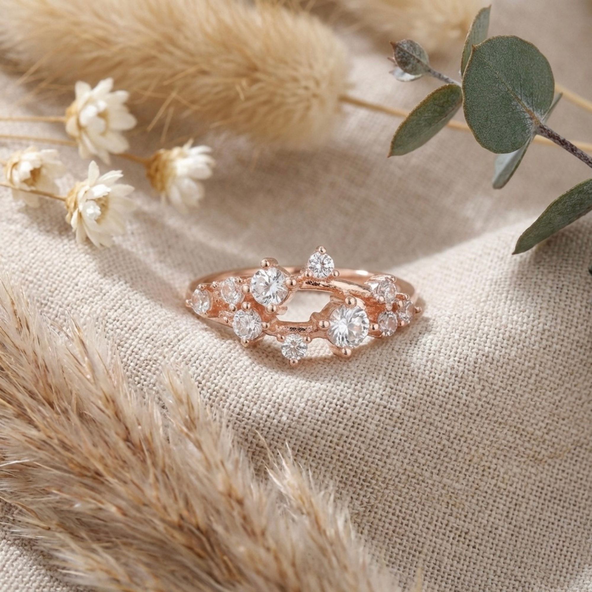 White Sapphire Cluster Ring