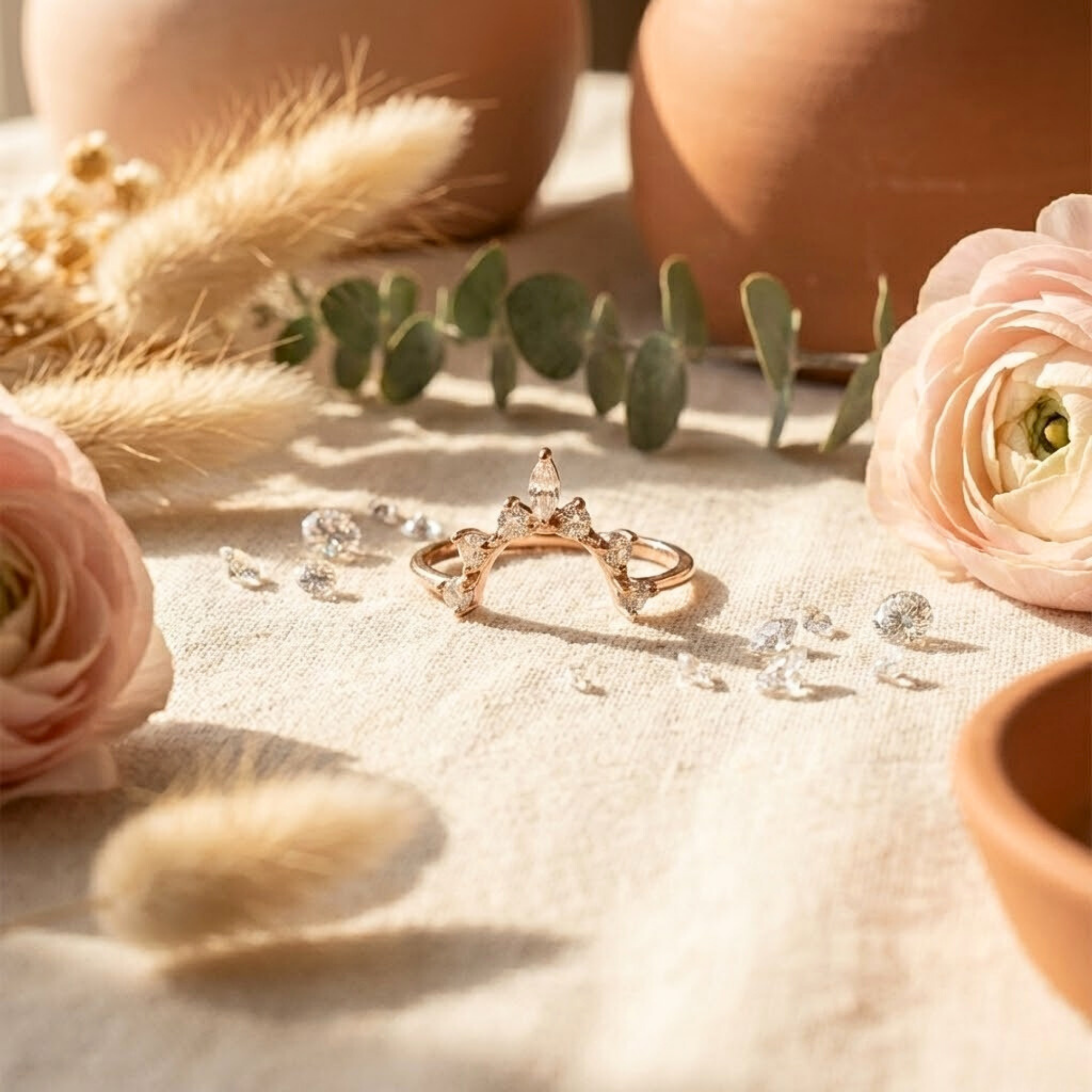 White Sapphire Starburst Tiara Ring