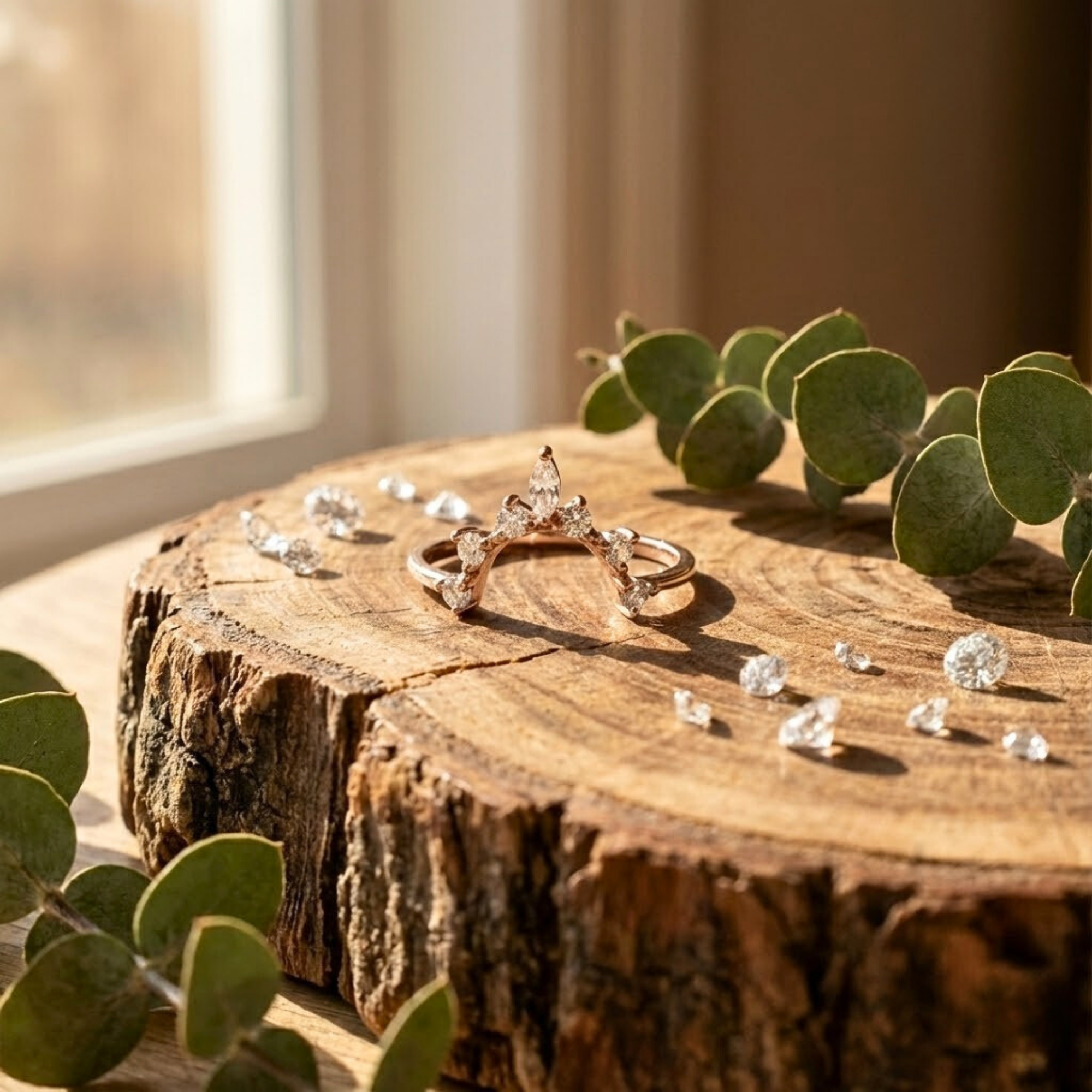 White Sapphire Starburst Tiara Ring