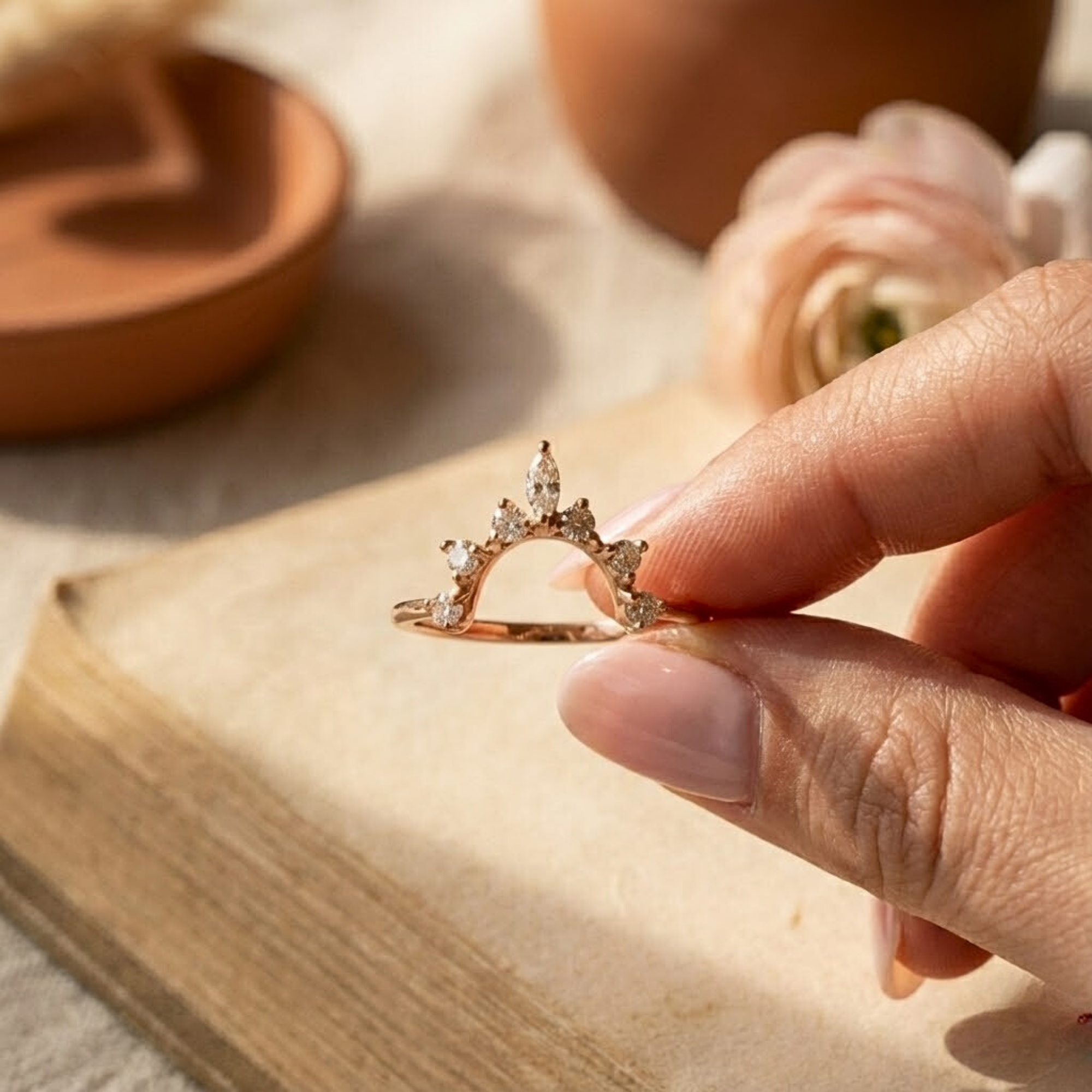 White Sapphire Starburst Tiara Ring