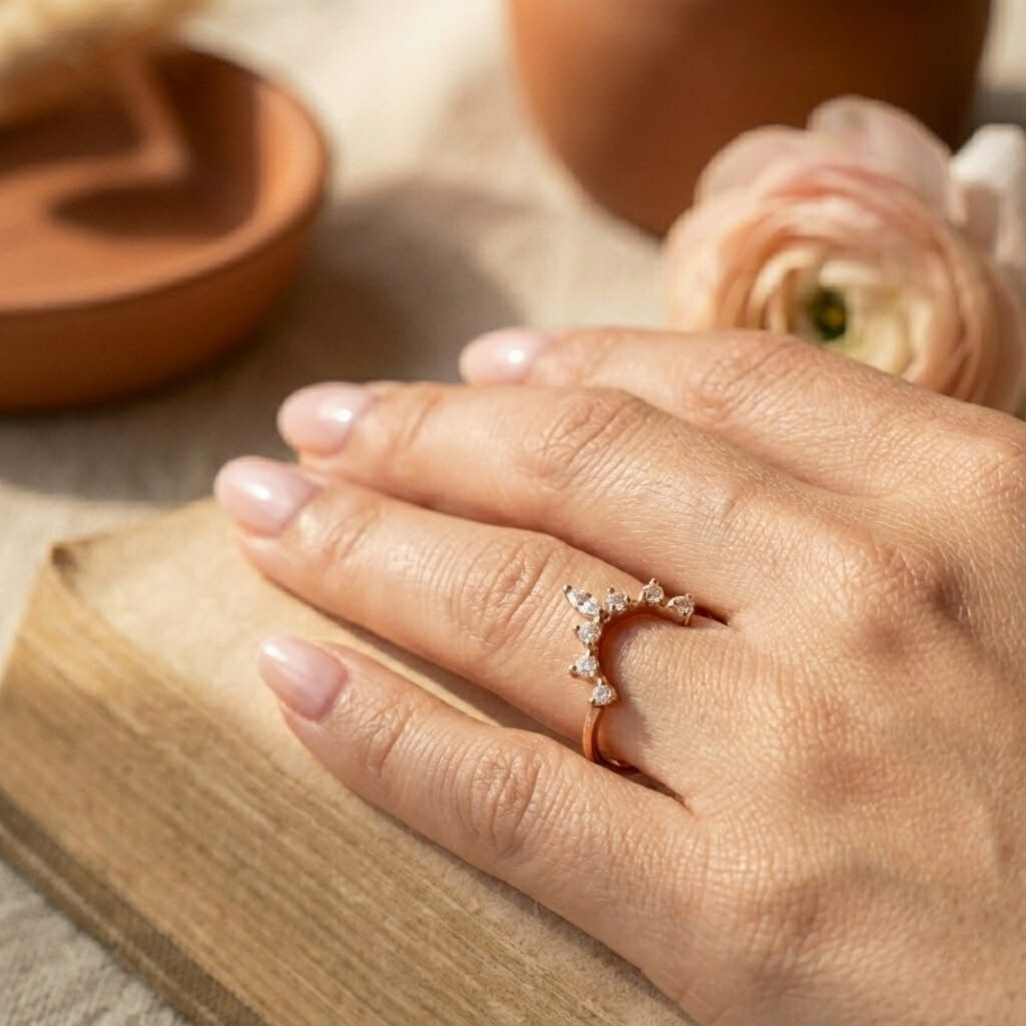 White Sapphire Starburst Tiara Ring