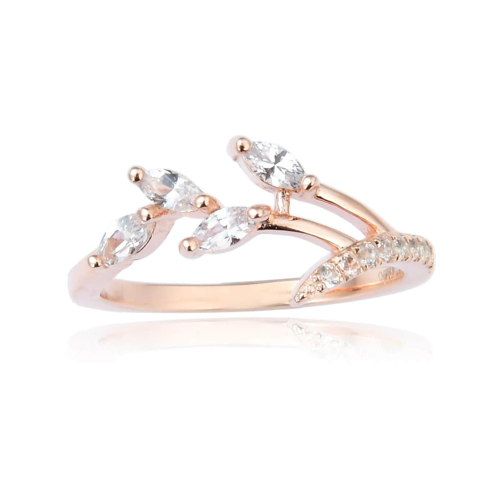 Dainty Rose Gold Plated Sterling Silver Ring with All Natural White Sapphire