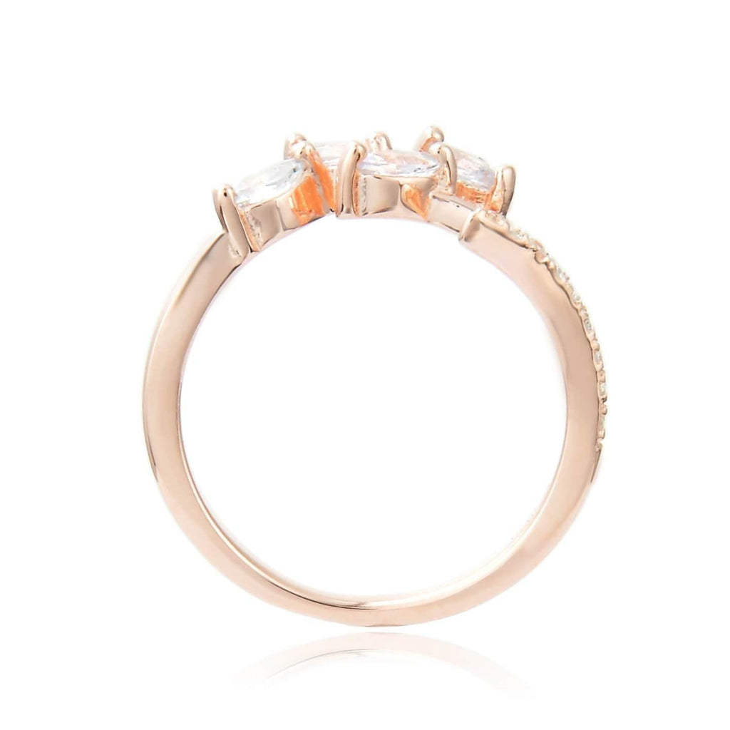 Dainty Rose Gold Plated Sterling Silver Ring with All Natural White Sapphire