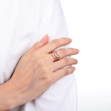 Load image into Gallery viewer, Solid Baguette White Topaz Rose Gold Plated Sterling Silver Ring with White Sapphire