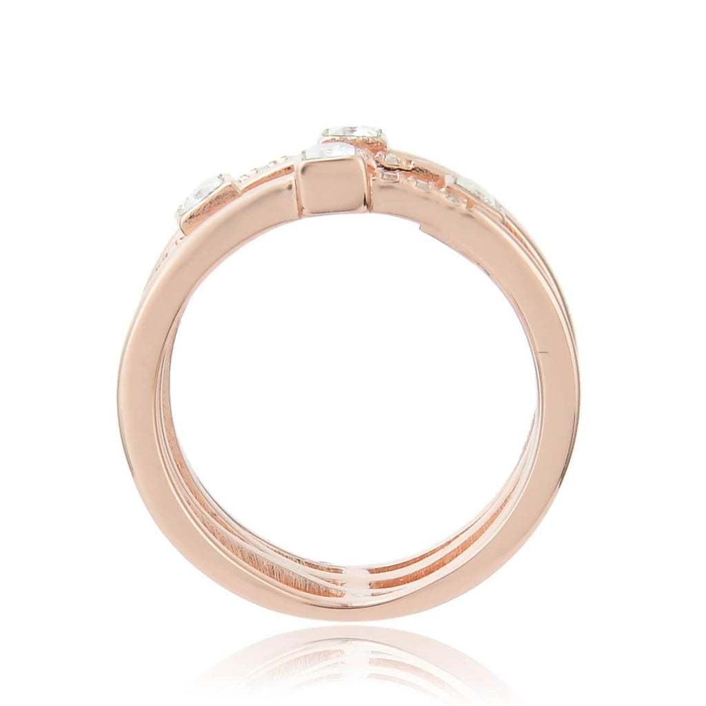 Solid Baguette White Topaz Rose Gold Plated Sterling Silver Ring with White Sapphire