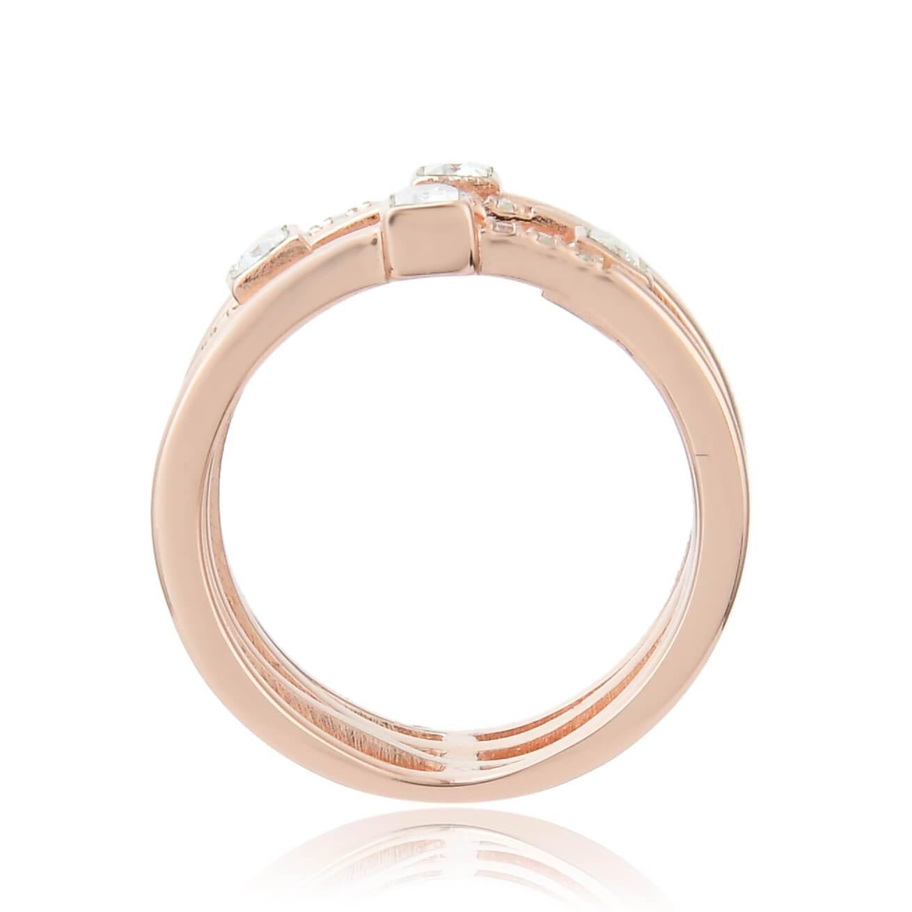 Solid Baguette White Topaz Rose Gold Plated Sterling Silver Ring with White Sapphire