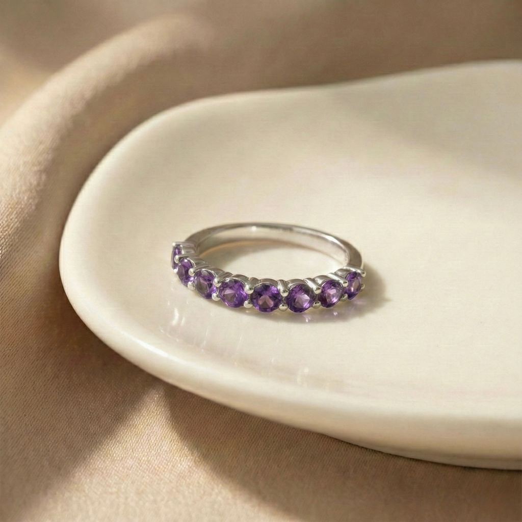 Amethyst Half Eternity Ring