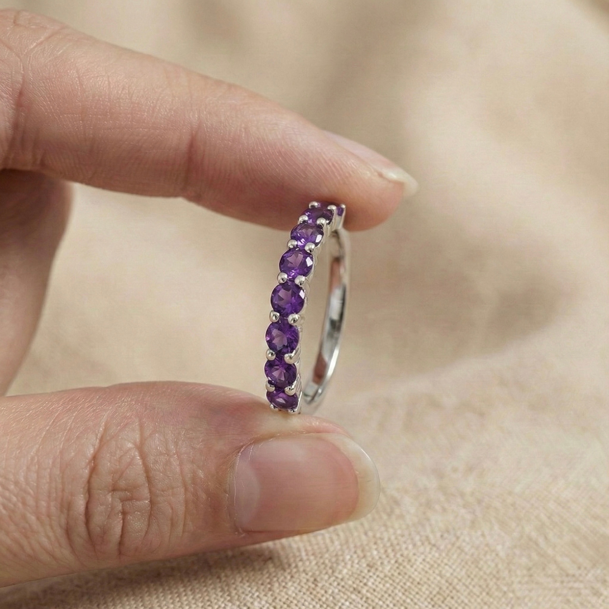 Amethyst Half Eternity Ring