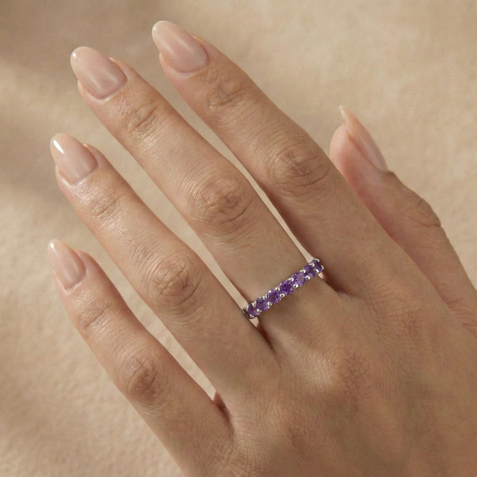 Amethyst Half Eternity Ring