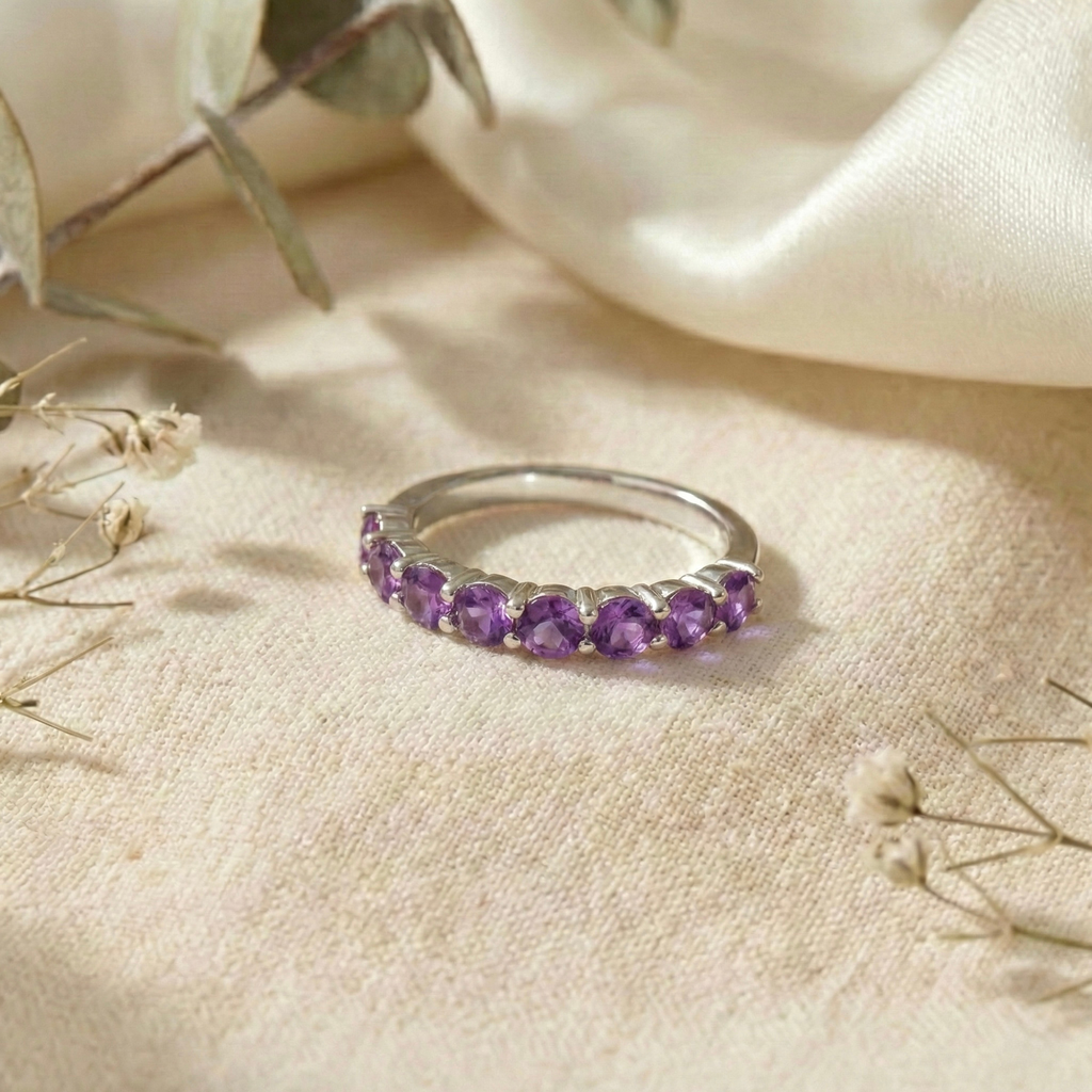 Amethyst Half Eternity Ring