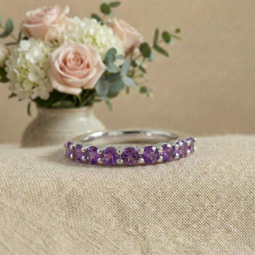 Amethyst Half Eternity Ring