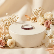 Load image into Gallery viewer, Garnet Half Eternity Ring