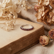 Load image into Gallery viewer, Garnet Half Eternity Ring
