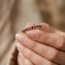 Load image into Gallery viewer, Garnet Half Eternity Ring