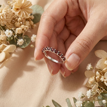 Load image into Gallery viewer, Garnet Half Eternity Ring