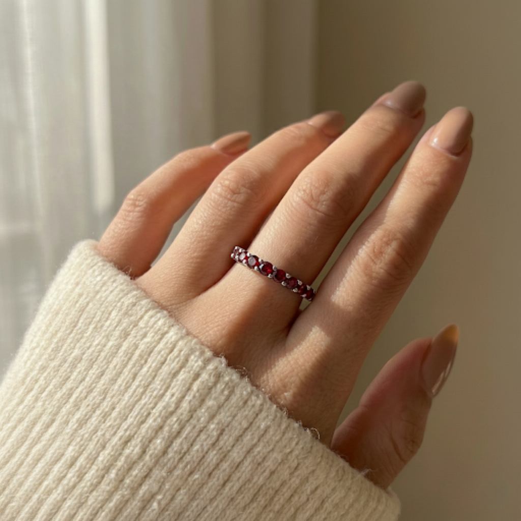Garnet Half Eternity Ring