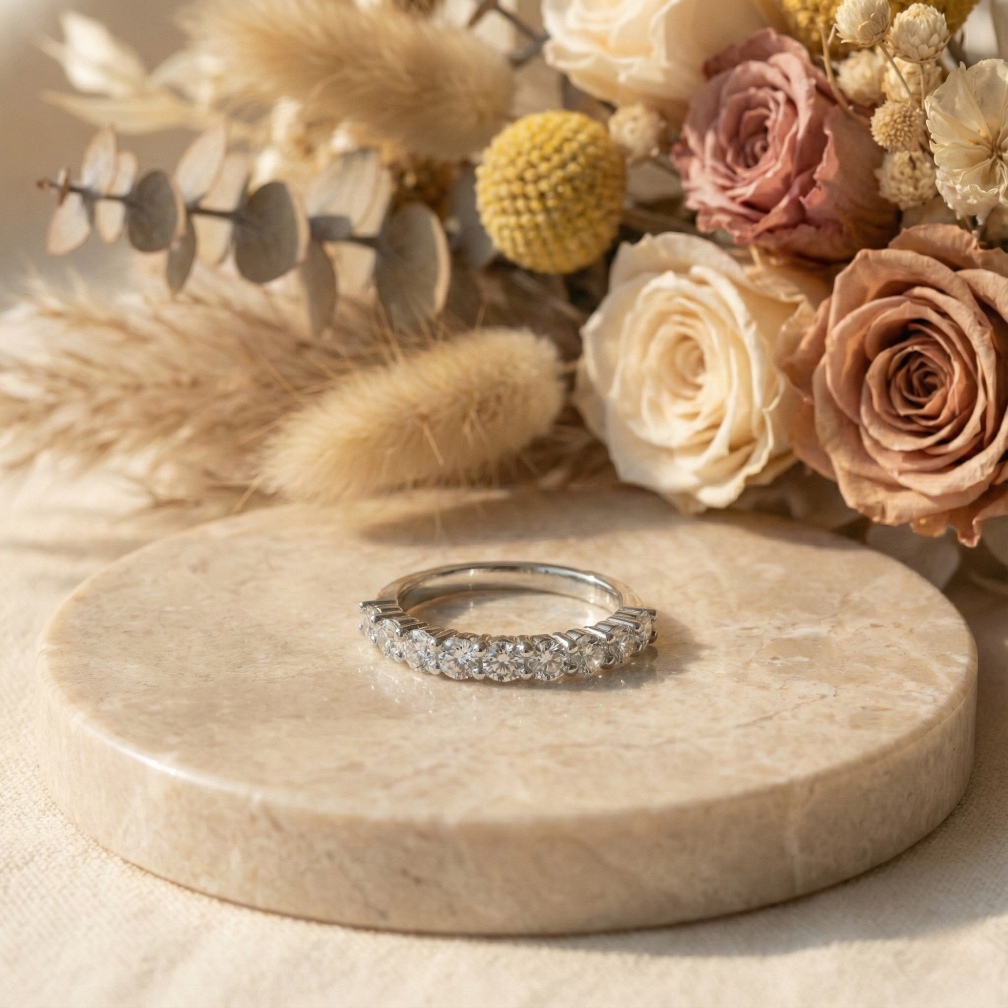 Half Eternity Band Moissanite Ring