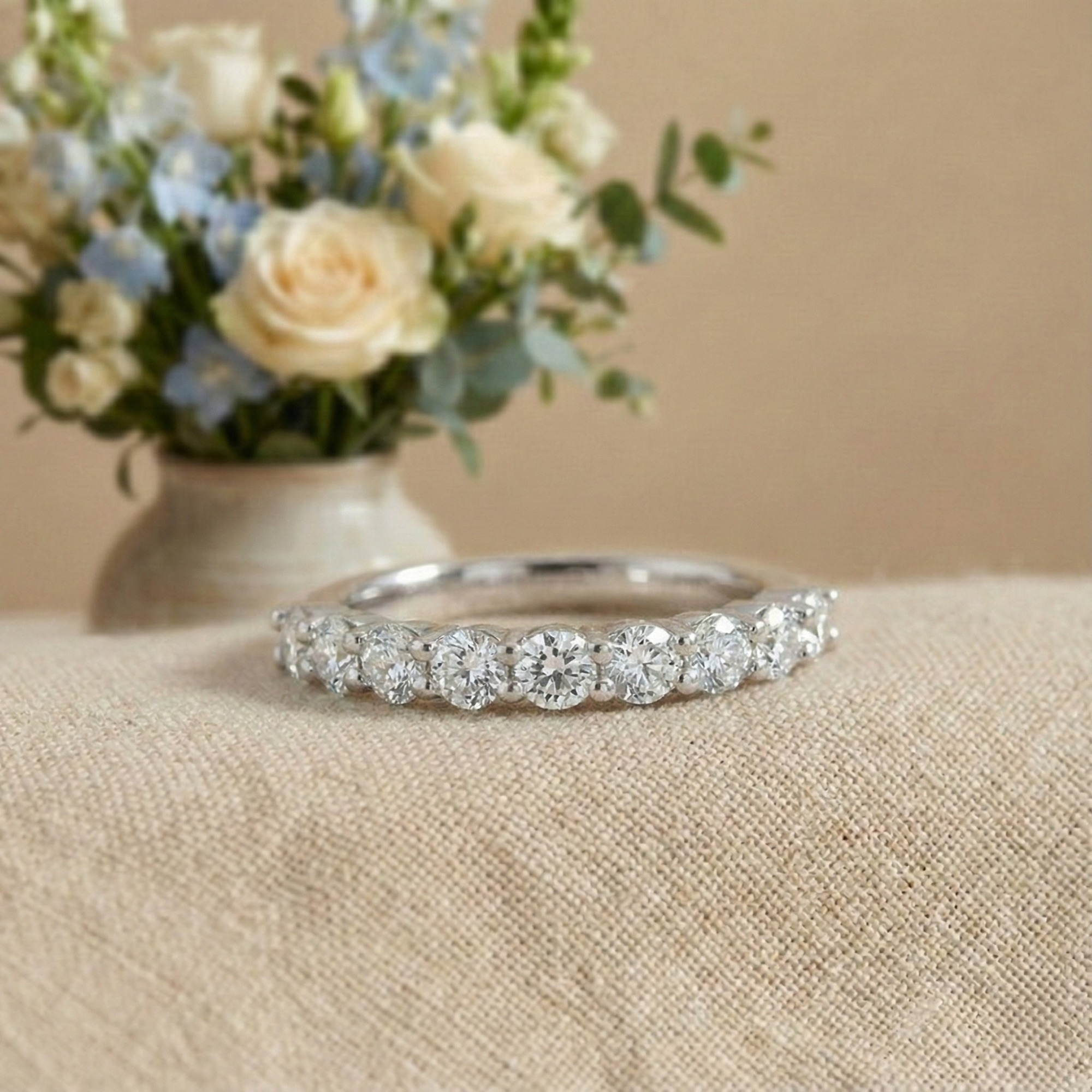 Half Eternity Band Moissanite Ring