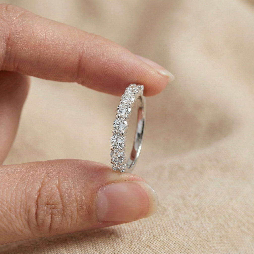 Half Eternity Band Moissanite Ring