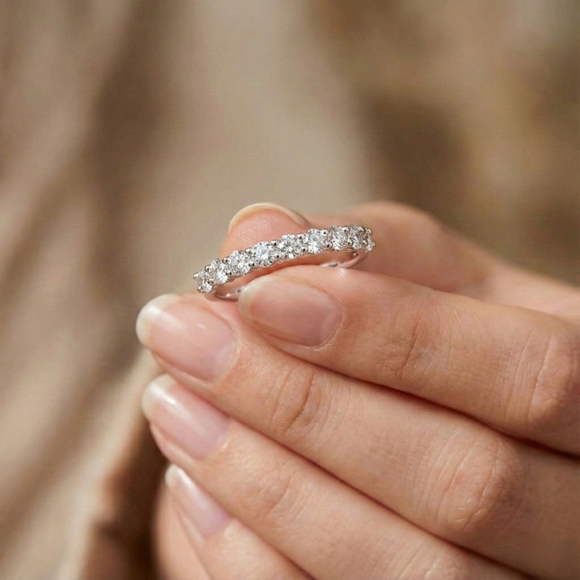 Half Eternity Band Moissanite Ring