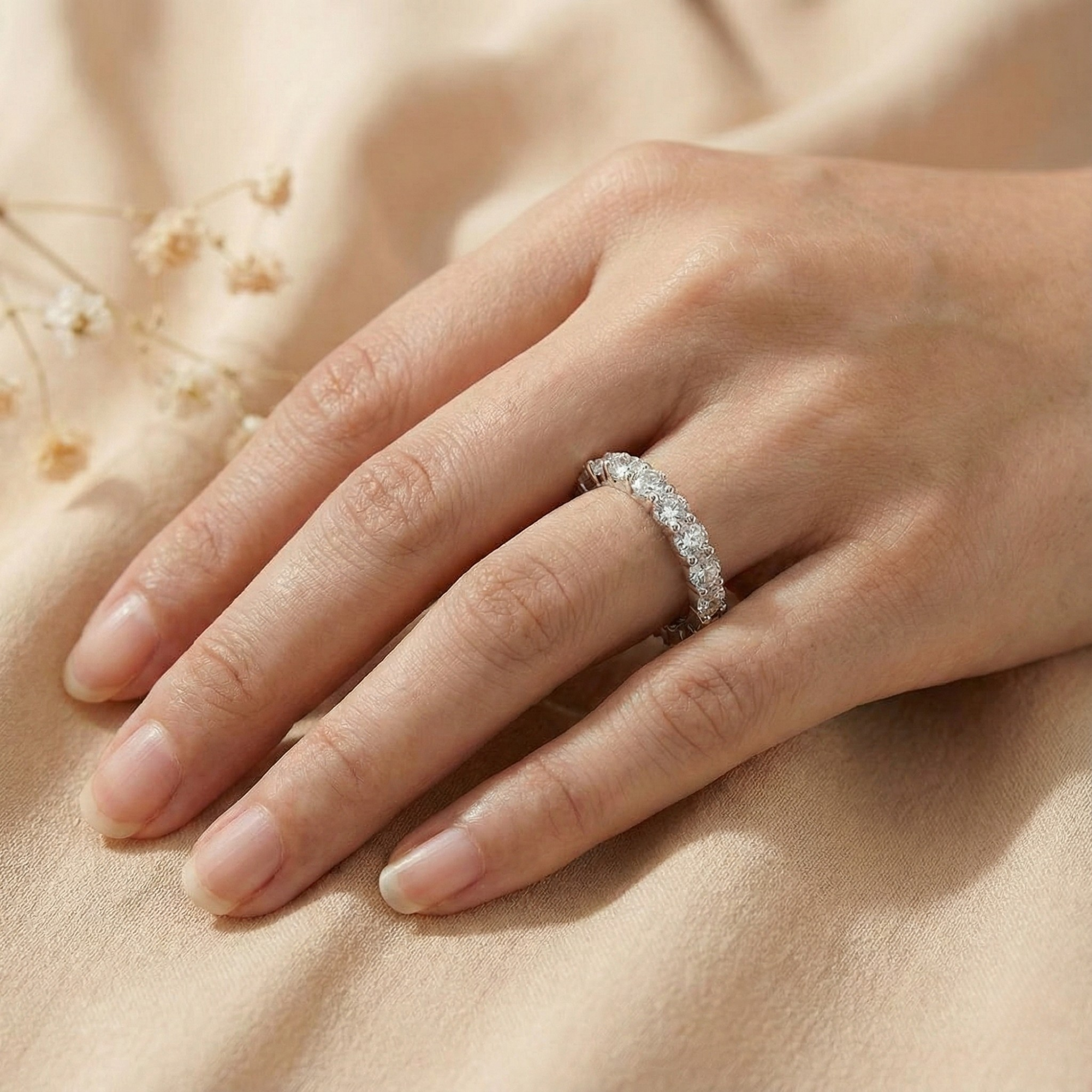 Half Eternity Band Moissanite Ring