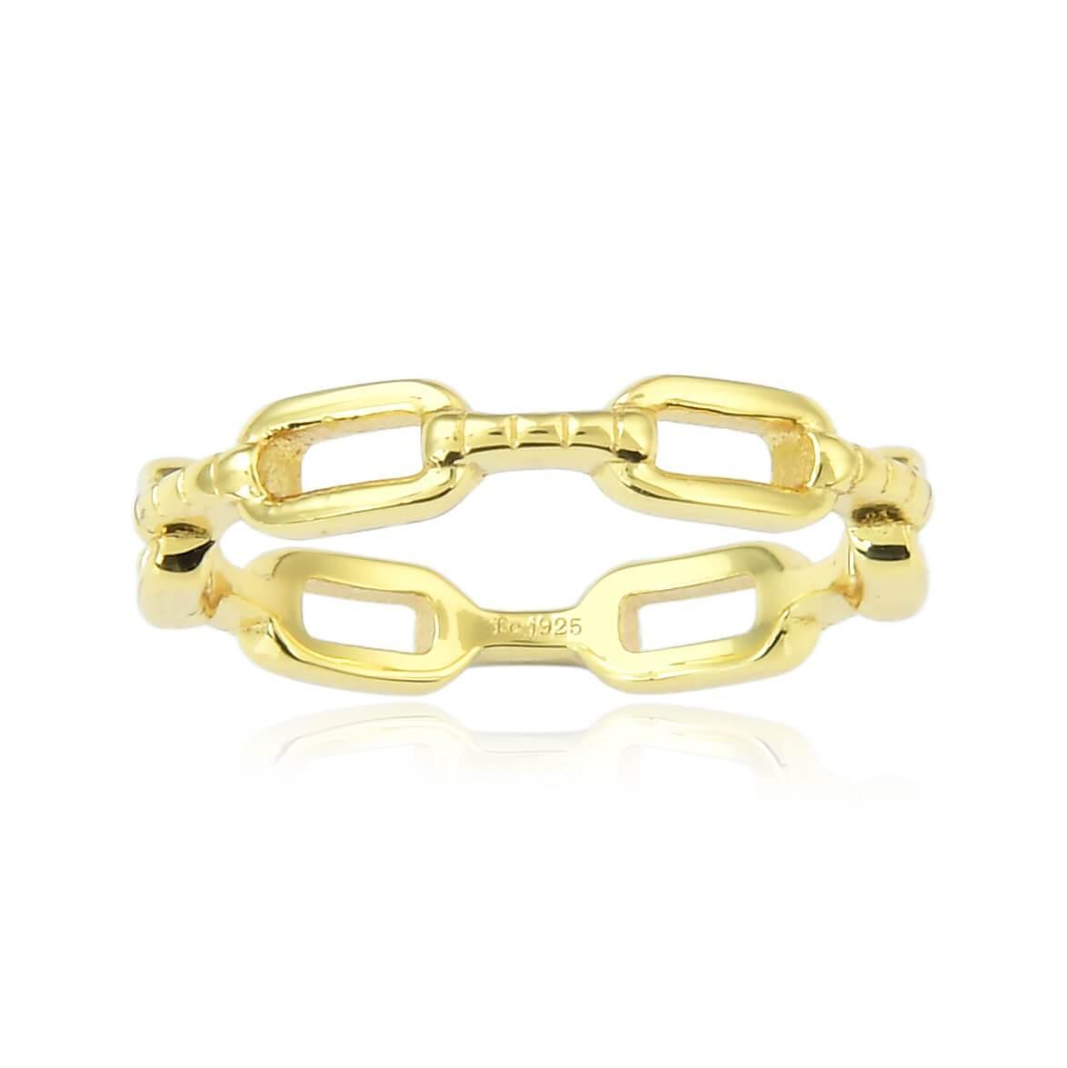 Chain Yellow Gold Plated Sterling Silver Ring 